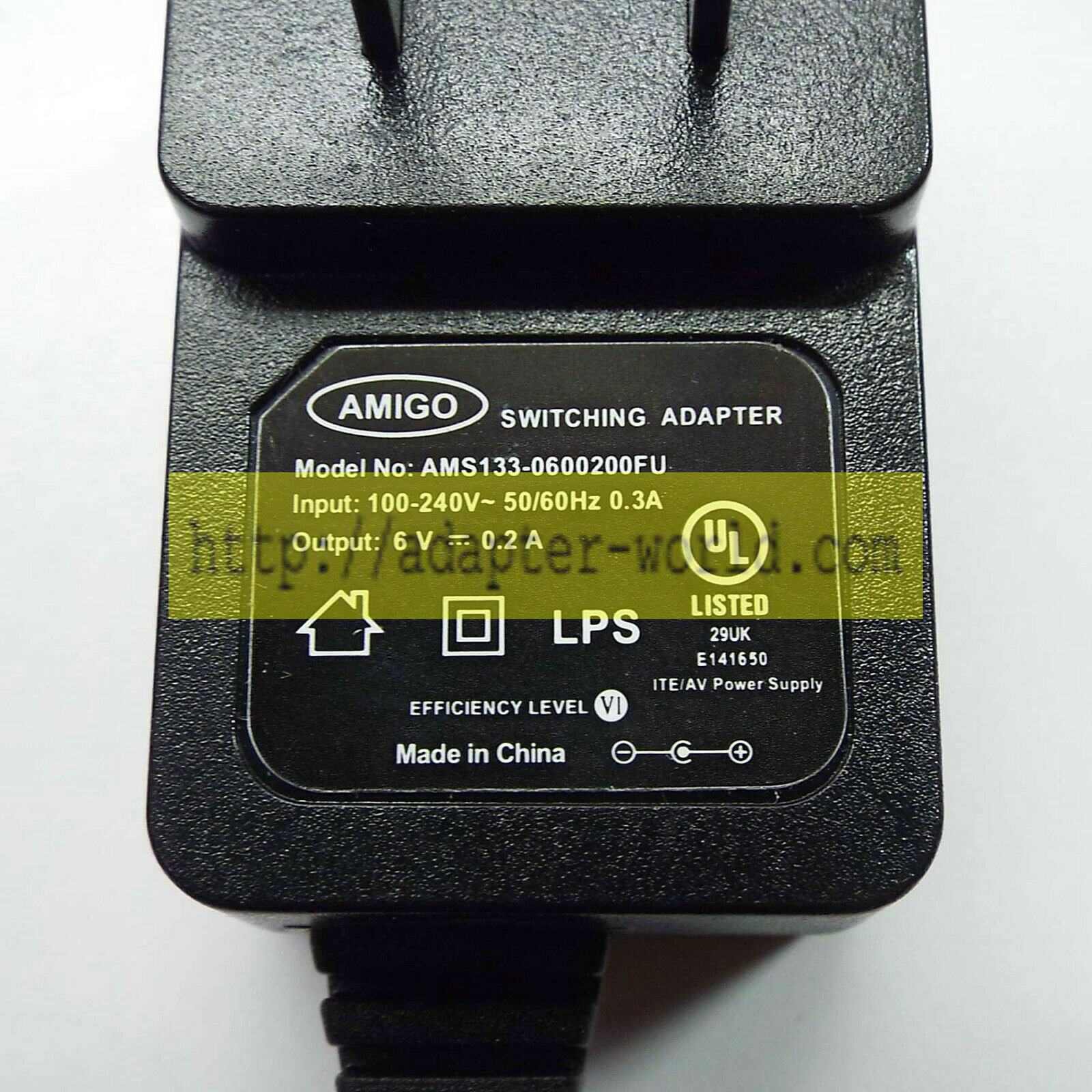 *Brand NEW* 6V 0.2A AC DC Adapter AMIGO AWS133-0600200FU J3400 POWER SUPPLY - Click Image to Close